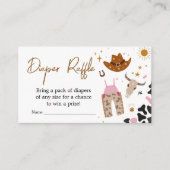 ピンクウェスタン女性のカーボーイベビーシャワーおむつラッフル エンクロージャーカード (正面)