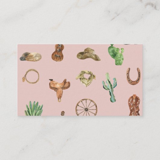 ピンクウェスタン女性のカーボーイベビーシャワーおむつラッフル エンクロージャーカード (裏面)
