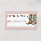 ピンクウェスタン女性のカーボーイベビーシャワーおむつラッフル エンクロージャーカード (正面)