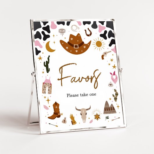 ピンクウェスタン女性のカーボーイベビーシャワーの好意 ポスター