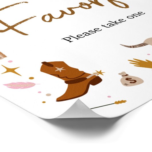 ピンクウェスタン女性のカーボーイベビーシャワーの好意 ポスター (角)