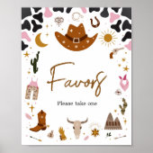 ピンクウェスタン女性のカーボーイベビーシャワーの好意 ポスター (正面)