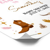 ピンクウェスタン女性のカーボーイベビーシャワーウェルカム ポスター (角)