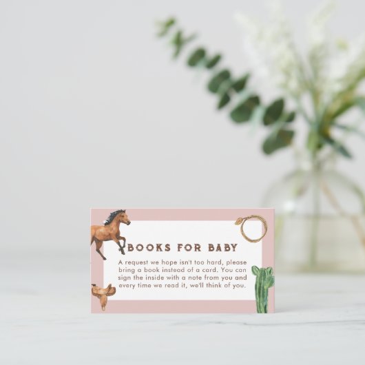 ピンクウェスタン女性のカーボーイベビーシャワーエンクロージャカード エンクロージャーカード (スタンド正面)