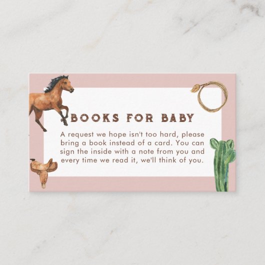 ピンクウェスタン女性のカーボーイベビーシャワーエンクロージャカード エンクロージャーカード (正面)