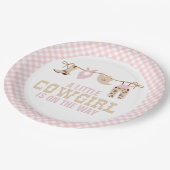ピンクウェスタン女性のカーボーイベビーシャワー紙プレート ペーパープレート (アングル)