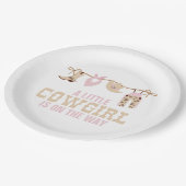 ピンクウェスタン女性のカーボーイベビーシャワー紙プレート ペーパープレート (アングル)