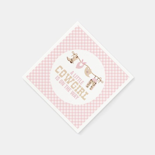 ピンクウェスタン女性のカーボーイベビーシャワー スタンダードカクテルナプキン (角)