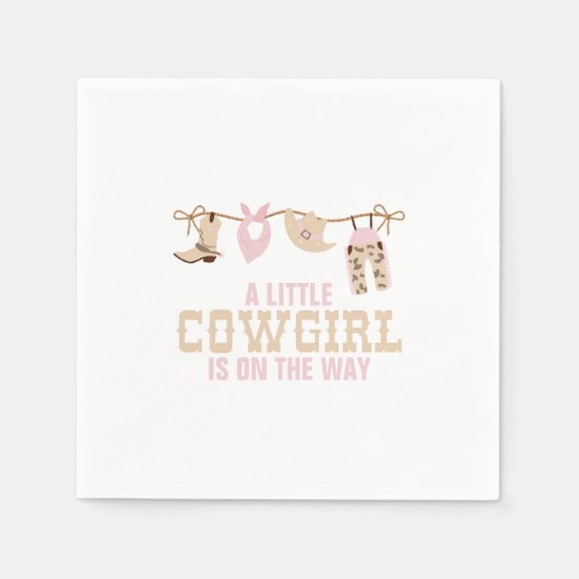 ピンクウェスタン女性のカーボーイベビーシャワー スタンダードカクテルナプキン (正面)