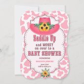 ピンクウェスタン女性のカーボーイベビーシャワー 招待状 (正面)