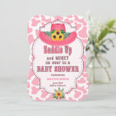 ピンクウェスタン女性のカーボーイベビーシャワー 招待状 (スタンド正面)