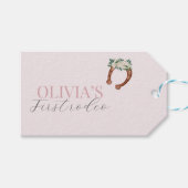 ピンクウェスタン女性のカーボーイロデオ誕生日 ギフトタグ (正面(横))