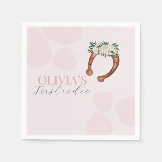 ピンクウェスタン女性のカーボーイロデオ誕生日 スタンダードカクテルナプキン (正面)