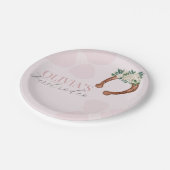 ピンクウェスタン女性のカーボーイロデオ誕生日 ペーパープレート (アングル)