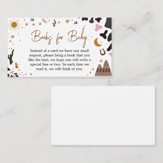 ピンクウェスタン女性のカーボーイ赤ちゃんシャワーベビー本 エンクロージャーカード (正面/裏面)