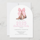 ピンクウェスタン女性のカーボーイ2025卒業パーティー 招待状 (正面)