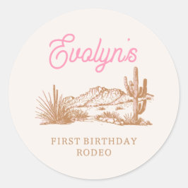 ピンクウェスタン誕生日シール ラウンドシール