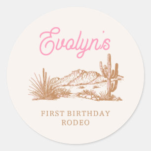 ピンクウェスタン誕生日シール ラウンドシール