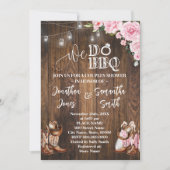 ピンクウェスタンBBQカントリーカップルのシャワーを行う 招待状 (正面)