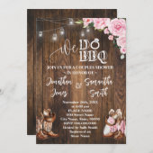 ピンクウェスタンBBQカントリーカップルのシャワーを行う 招待状 (正面/裏面)