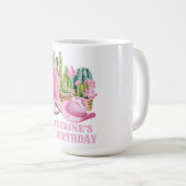 ピンクウェスト女性のカーボーイサボテン水カラー誕生日 コーヒーマグカップ (正面右)