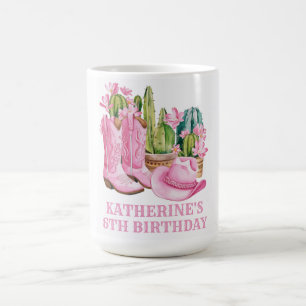 ピンクウェスト女性のカーボーイサボテン水カラー誕生日 コーヒーマグカップ