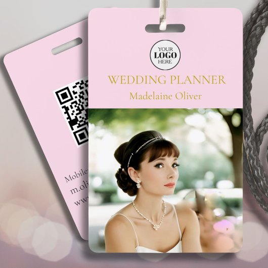 ピンクウェディングプランナーフォトロゴ従業員バッジ バッジ