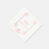 ピンクウェディングレセプションナプキンベルズスクロール スタンダードカクテルナプキン (角)