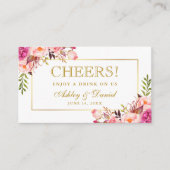 ピンクウェディングレセプション金ゴールドドリンクチケットカード エンクロージャーカード (正面)