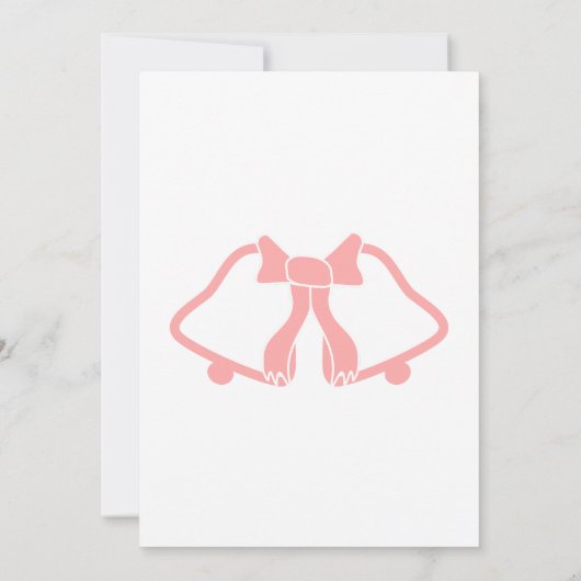 ピンクウェディング日付カードベルとリボンを保存 セーブザデート (裏面)