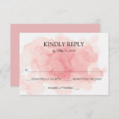 ピンクウェディングRSVPカードのスプラッシュ 出欠カード (正面/裏面)