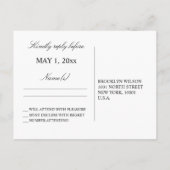 ピンクウェディングRSVPポストカード（金箔付き） インビテーションポストカード (裏面)