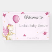 ピンクウェルカムガールベビーシャワードラゴンパーティー 横断幕 (横)
