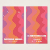 ピンクウェーブイヤリングネックレスジュエリーディスプレイカード (正面&裏面)