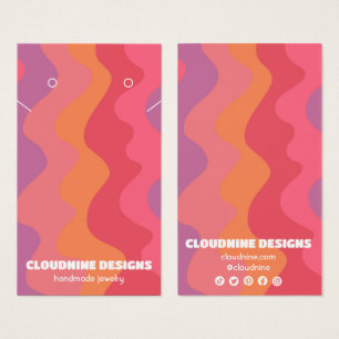 ピンクウェーブイヤリングネックレスジュエリーディスプレイカード