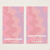 ピンクウェーブイヤリングネックレスジュエリーディスプレイカード (正面&裏面)