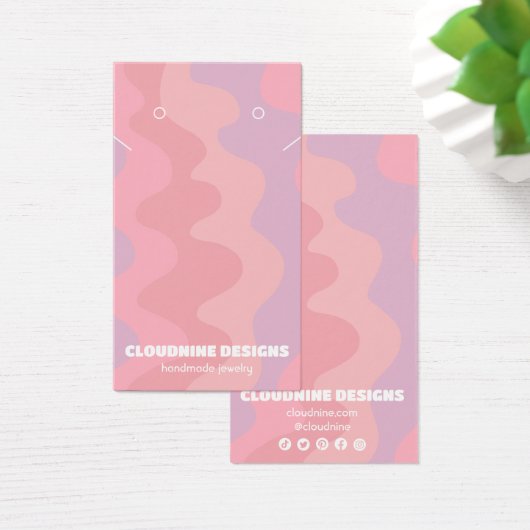 ピンクウェーブイヤリングネックレスジュエリーディスプレイカード (デスク)