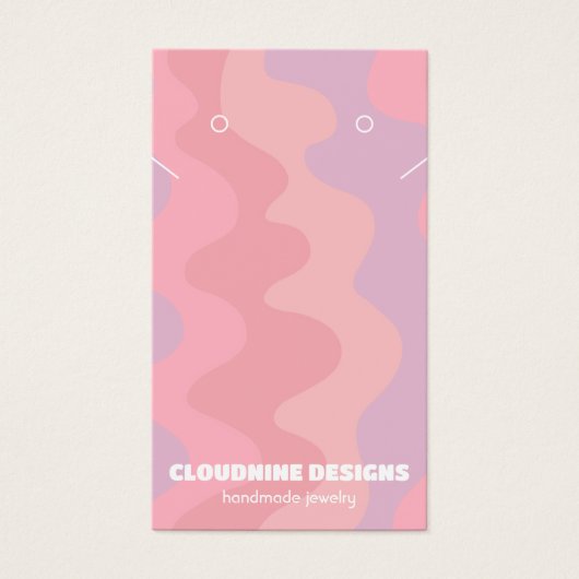 ピンクウェーブイヤリングネックレスジュエリーディスプレイカード (正面)