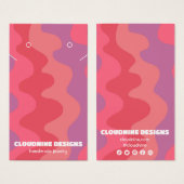 ピンクウェーブイヤリングネックレスジュエリーディスプレイカード (正面&裏面)