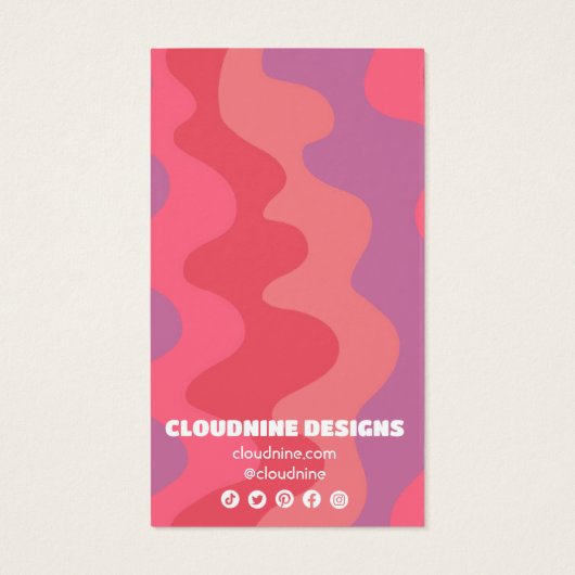 ピンクウェーブイヤリングネックレスジュエリーディスプレイカード (裏面)