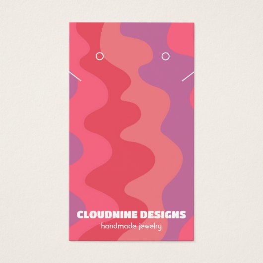 ピンクウェーブイヤリングネックレスジュエリーディスプレイカード (正面)