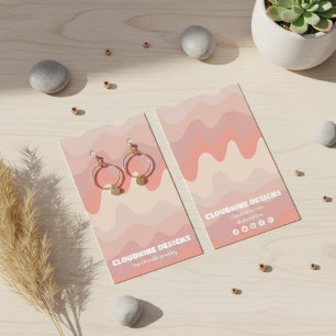 ピンクウェーブイヤリングネックレスジュエリーディスプレイカード
