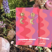 ピンクウェーブイヤリングネックレスジュエリーディスプレイカード