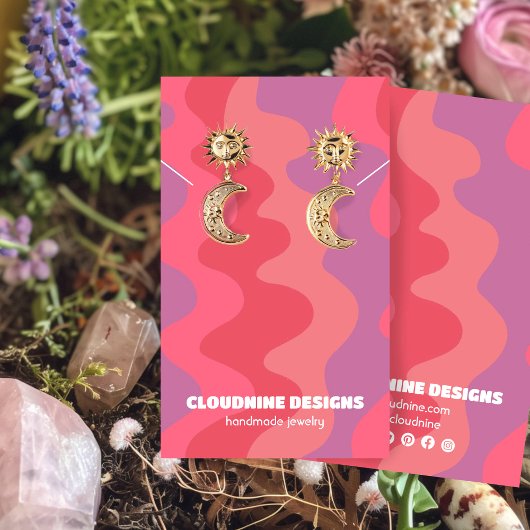 ピンクウェーブイヤリングネックレスジュエリーディスプレイカード