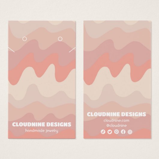 ピンクウェーブイヤリングネックレスジュエリーディスプレイカード (正面&裏面)