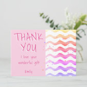 ピンクウェーブガール誕生日 サンキューカード (スタンド正面)