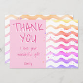 ピンクウェーブガール誕生日 サンキューカード (正面/裏面)