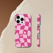 ピンクウェーブチェッカーボードデイジーiPhone 15 16ケース Case-Mate iPhoneケース