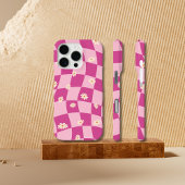 ピンクウェーブチェッカーボードデイジーiPhone 15 16ケース Case-Mate iPhoneケース