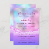 ピンクウェーブブライダルスウィート16thピンク海パステル 招待状 (正面/裏面)